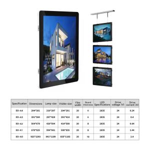 Both Vertical and Horizontal Hanging Led Acrylic Light Box A4 210mm*297mm for
