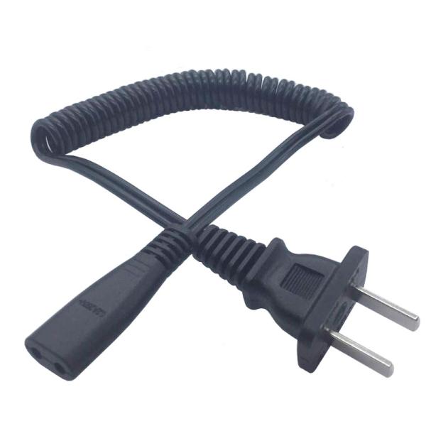 Durable 2pin black power cable for shaver copper power cord