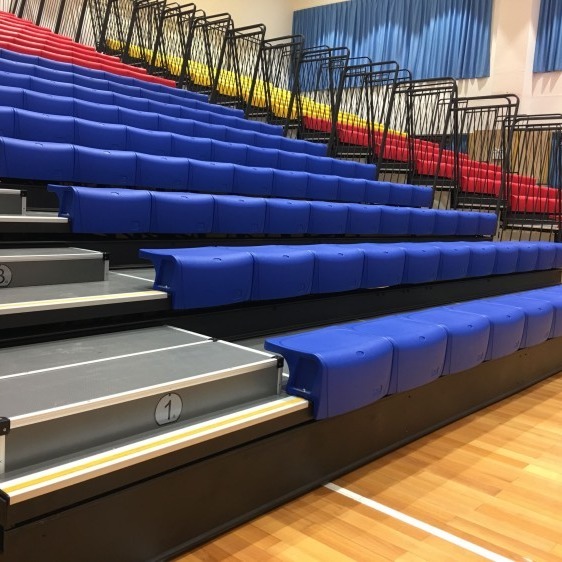 Buy Front Mounted Retractable Bleacher Seating For Auditorium Cinema Stadium at wholesale prices