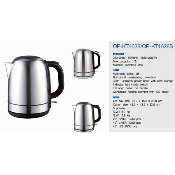 Electric Kettle with Automatic Shut-Off and Boil-Dry Protection