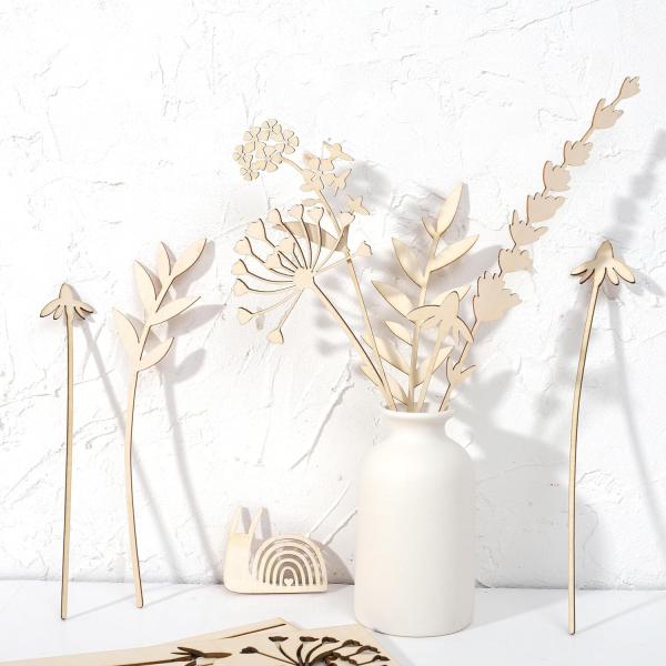 Wooden Flower Bouquet - Plywood Flower Sign For Wall Art, Wooden Flower Cutouts