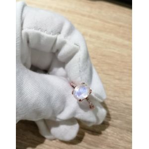 14K White Gold Oval Cut Moonstone Engagement Women Anniversary Ring With CZ