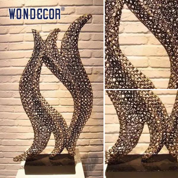 Small metal art decoration abstract hollow geometric shape stainless steel sculpture