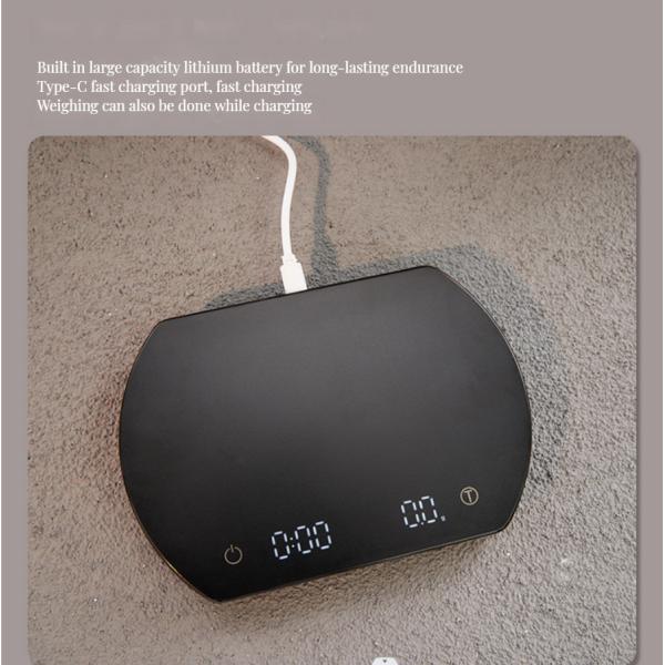 Bamboo Digital Coffee Scale 3kg/0.1g Rechargeable Timer ABS Silicone Base Tea Tools