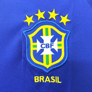 Stripe Twill Retro Soccer Shirts Blue V Neck Football Jersey