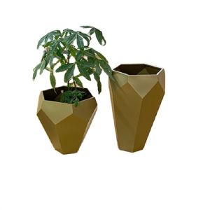 Functional metal flower planter geometric tapered flower pot