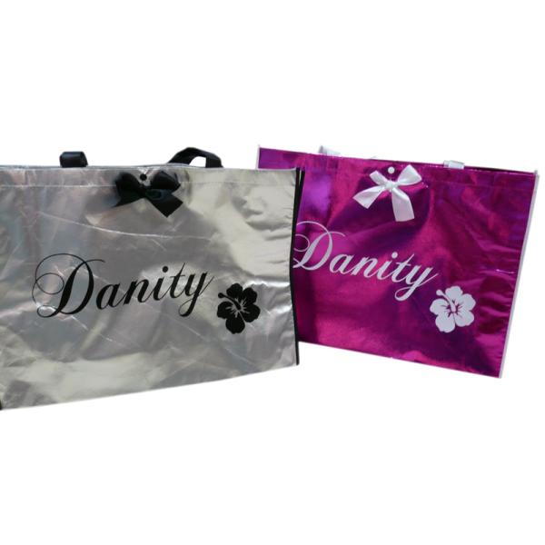 Non Woven Carry Bag , 75g Coated Unwoven Fabric Shopping Bags With Butterfly Bow