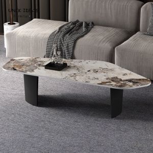 Black White Marble Stone Top Coffee Table Sets Stainless Steel L140xW60xH38cm