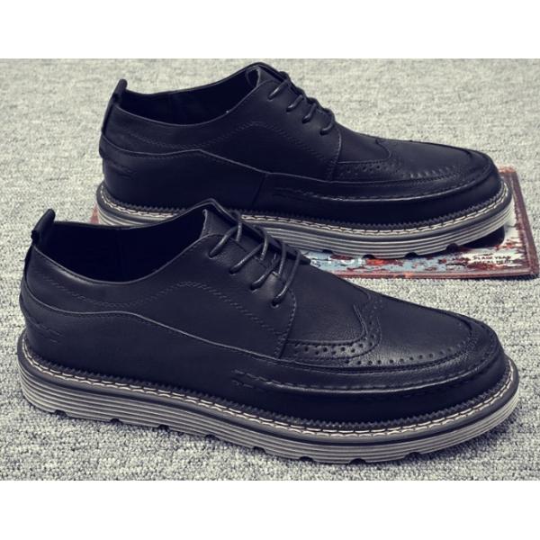 Buy Retro Breathable Leather Mens Brogue Sneakers Stitched Reinforced at wholesale prices