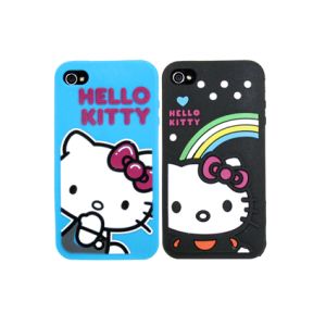 Black Hello Kitty Silicone Iphone Protective Case For IPhone 4 With Simple