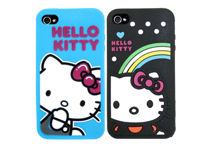 Black Hello Kitty Silicone Iphone Protective Case For IPhone 4 With Simple