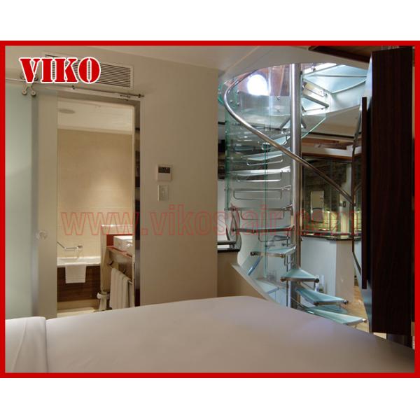 Spiral Staircase VH23S Tread Tempered glass 304 Stainless Steel Stainless Steel Stair Handrail Railing Glass