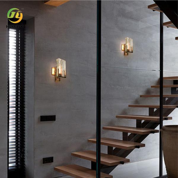 Gold Metal Clear Crystal Wall Lamp Nordic Bedroom Ice Cube Decorative
