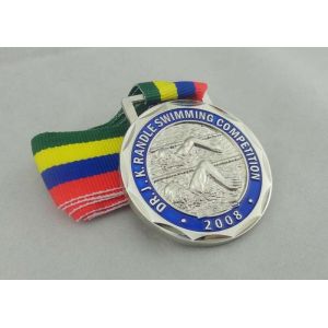 Antique Brass Plating Ribbon Medals Die Casting , Iron Man Medal