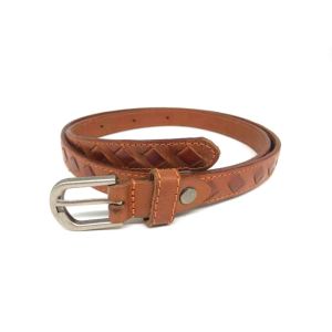 20mm Womens Full Grain Leather Belt Single Prong Buckle
