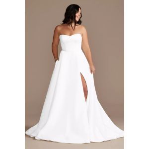 Stunning Strapless V-neckline Chapel Train A-line Plus Size Zipper High Split