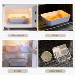Oven and Dishwasher Safe Nestable Glass Food Storage Container with Glass Lid
