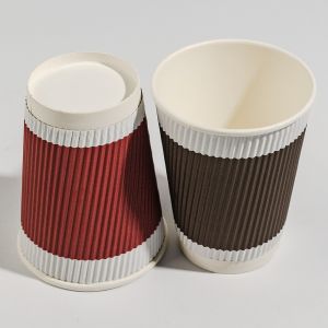 Double Walled Disposable Coffee Cup With Lid Hot Drink Eco-friendly Biodegradabl
