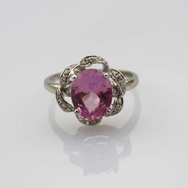 Buy Women Jewelry Pink Cubic Zirconia 925 Silver Ring (R232) at wholesale prices