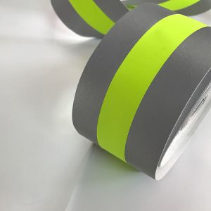 Sew On Warning Reflective Tape Yellow Silver Flame Retardant For Safety Vest