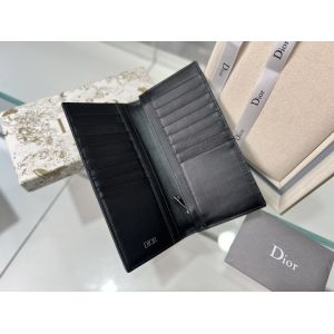 Embossed Vertical CD Christian Dior Mens Wallet Diamond Zippered