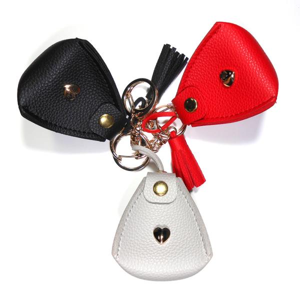 Buy Triangle Personalised Leather Small Coin Purse Keychain 6x5x6.5cm at wholesale prices