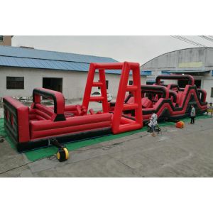 20m*4m Red Color Running Inflatable Water Obstacle Course Rental
