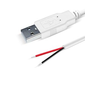 Custom 1m 2m 3m White USB A Male to Open End Tinned Wire Breakout Extension