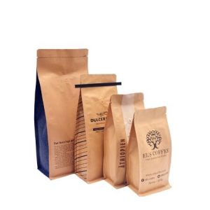 Printing Food grade kraft paper bag wholesale with clear window and zipper for