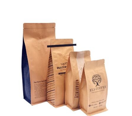 Printing Food grade kraft paper bag wholesale with clear window and zipper for