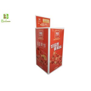 Custom Cardboard Floor Displays Red With Top Pocket For Dessert Food