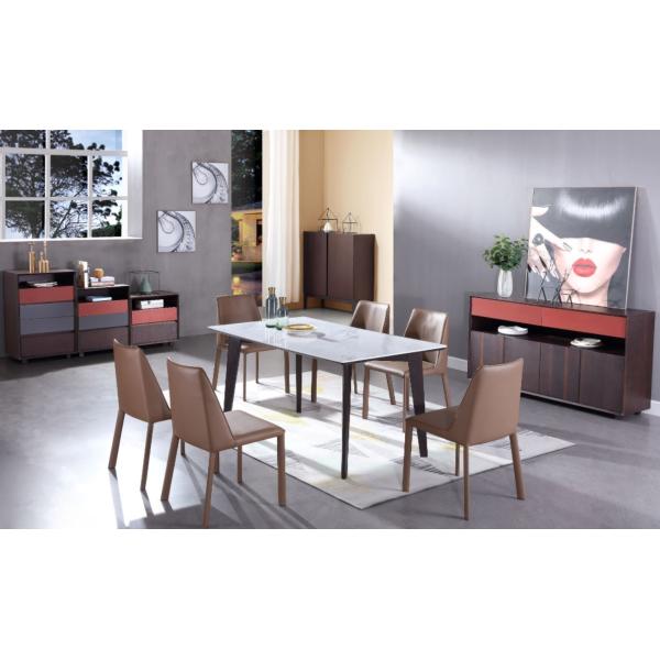 Modern Dining Room Set Sitting Chairs Stainless Steel Base Dining Table Sets