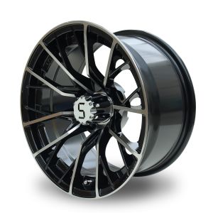 14'' New Style Rims Golf Cart Machined/Glossy Black Wheels 4x4 Bolt Pattern