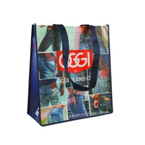 Reusable PP Woven Bags , Fabric Packaging Bags Yellow Black Polypropylene