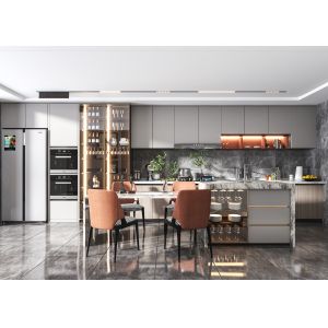 Modular Kitchen Cabinets with Backsplash & Drawer Accessories