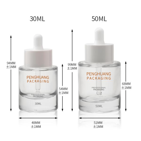OEM 1oz Glass Oil Serum Dropper Bottles 50ml Flat Shoulder