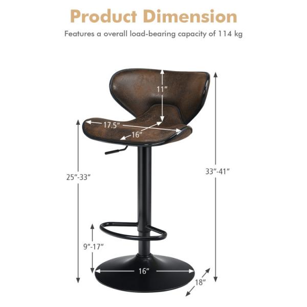 Retro Vintage Kitchen Stool Adjustable Swivel Bar Chairs Pub