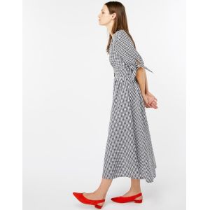 Black and White Gingham Midi Dress Summer Ladies