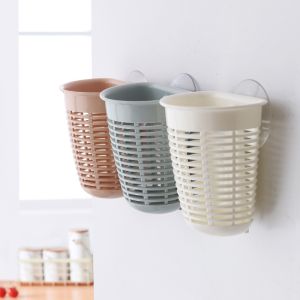 Kitchen Bathroom Storage Basket Plastic Irregular With Suction Cup