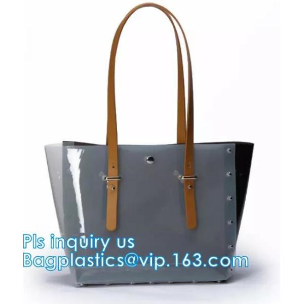 PVC Shopping Bag Security Work Tote Shoulder Bag Womens Handbag, pvc transparent women summer handbag, tote shopper bags
