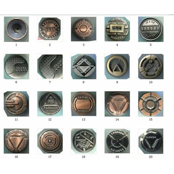 wholesale Custom Logo 17MM 20MM Iron Stainless steel Brass Jeans Button Bottons