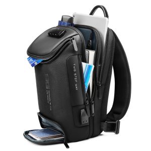 Lightweight Large Black Mens Sling Bag Guard Against Theft Durable