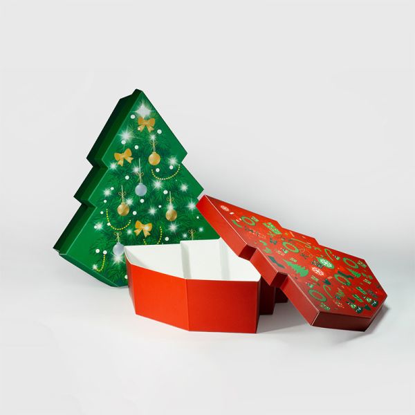 Christmas Tree Shape Rigid Packaging Box OEM And ODM One-stop Service Lid And Base Box Custom Printed Rigid Packaging Box Options