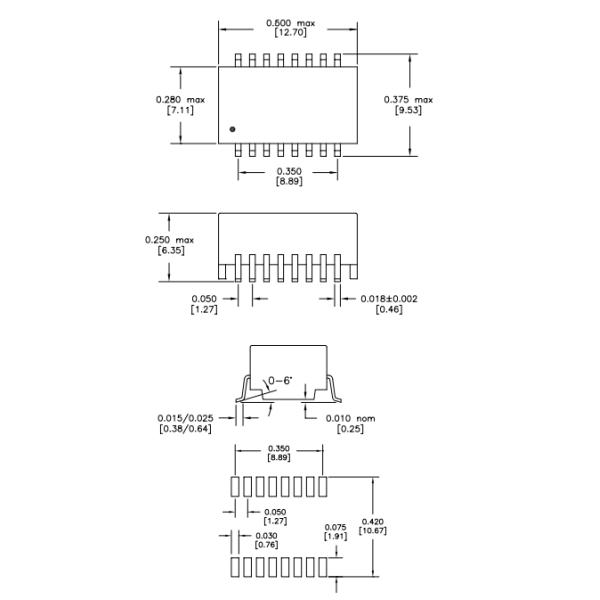 16 Pin LAN Transformer SMD 10/100Base-T TG110-E050N5RL Magnetics