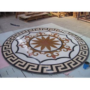 Parquet, natural stone parquet, engineered stone water jet medallion