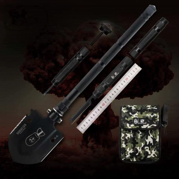 Buy Multifunctional Tactical Engineer Shovel Toughness Alloy Black Blade L67cm at wholesale prices