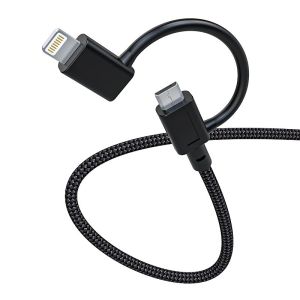 2 IN 1 USB Nylon Braided Charging Cable , 6Ft 2.4 Amp Data Cable