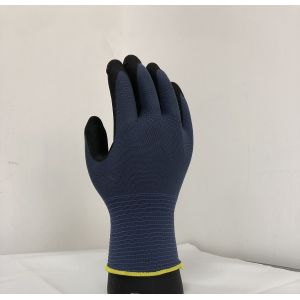 Seamless Polyester Spandex Knitting Black Nitrile Gloves For Automotive