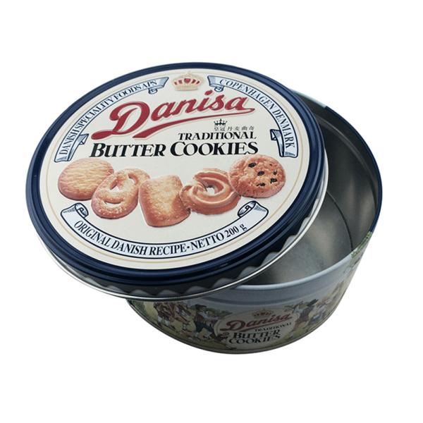 Embossed Butter Tin Cookie Containers Round Dia 198mm x 70mm