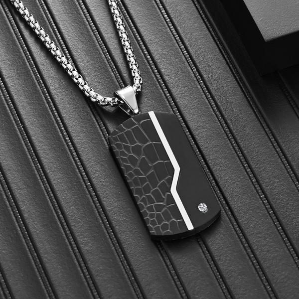 Square Religious Cross Pendant Necklace for Men , Stainless Steel Christian Jewelry